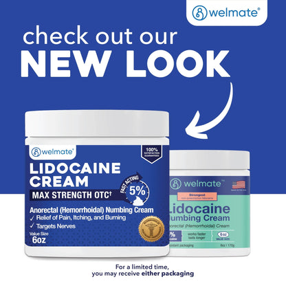 WELMATE 5% Lidocaine Cream for Hemorrhoids, 6 oz Jar – Fast-Acting Lidocaine Numbing Cream & Topical Analgesic Cream for Anorectal Itch Relief - dailyvitalstore