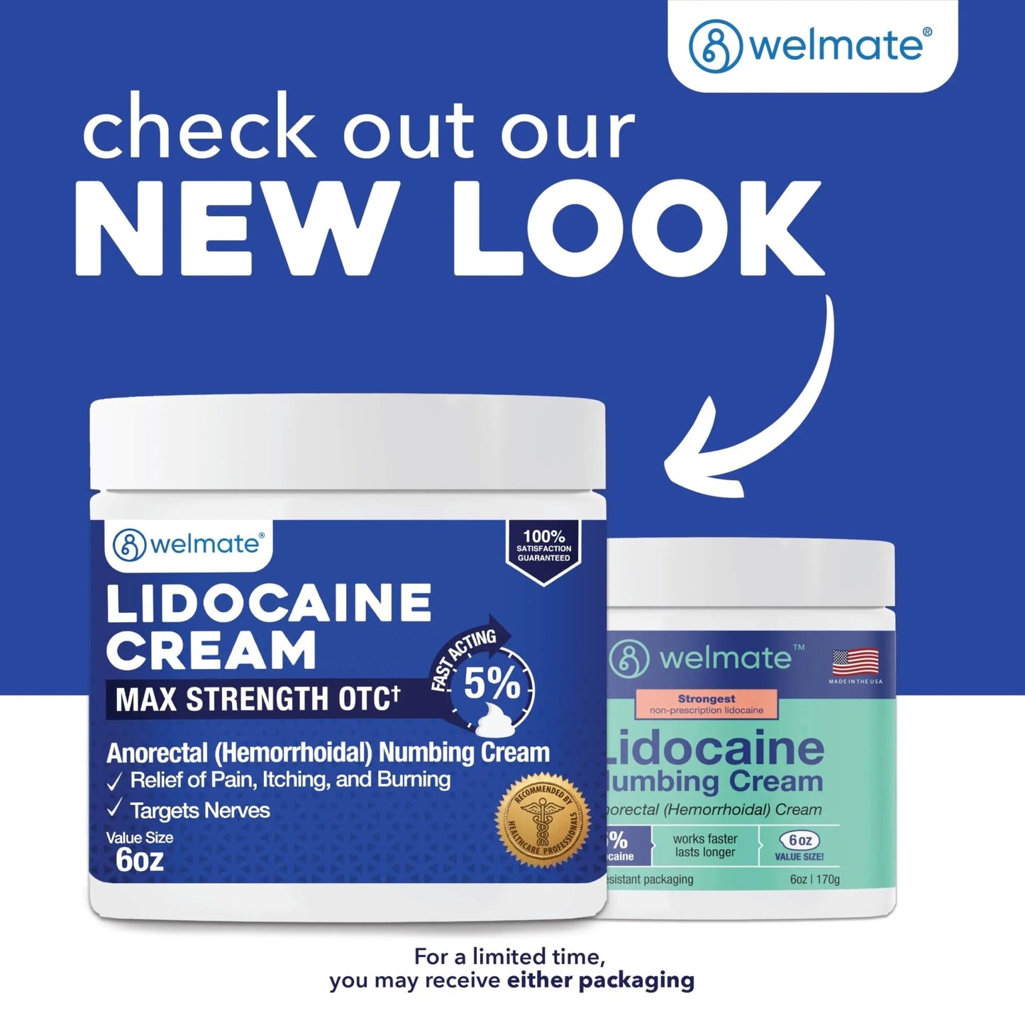 WELMATE 5% Lidocaine Cream for Hemorrhoids, 6 oz Jar – Fast-Acting Lidocaine Numbing Cream & Topical Analgesic Cream for Anorectal Itch Relief - dailyvitalstore