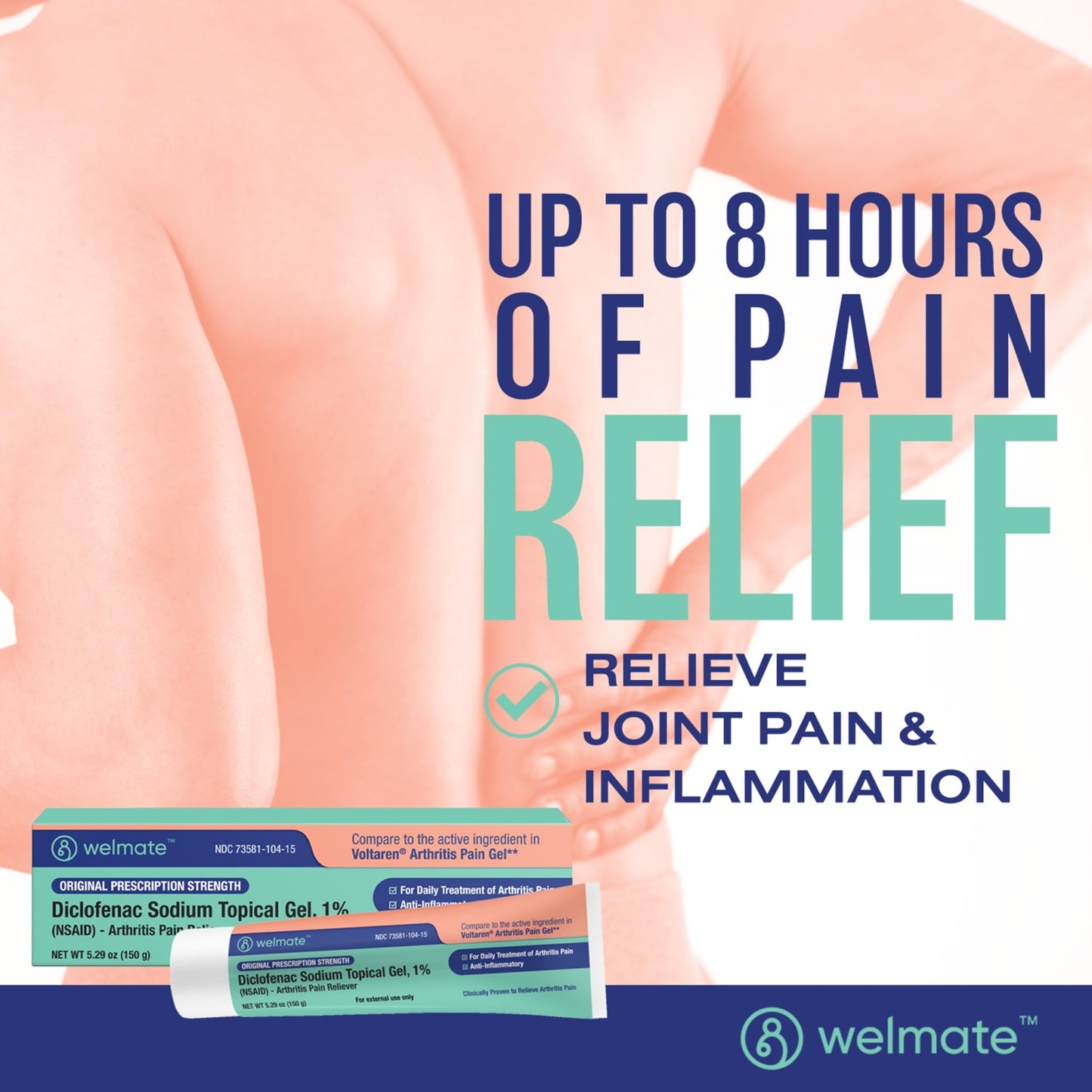 WELMATE - Arthritis Pain Reliever - Diclofenac Sodium Topical Gel 1% - Arthritis Relief - Pain Relief Cream/Gel - Mobility Aids - 5.29 oz - 3 Pack - dailyvitalstore