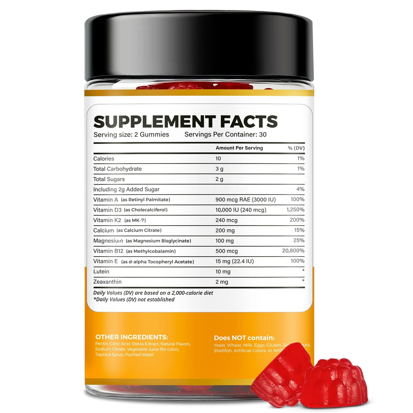 WELVIUM Vitamin D3 K2 Gummies 10000 IU with Magnesium Glycinate, Calcium, B12, K2 MK-7, Vitamins A, E, Lutein, Zeaxanthin - ADK Chewable Supplement for Bone, Eye, Immune Support - D3K2 Gummies - dailyvitalstore