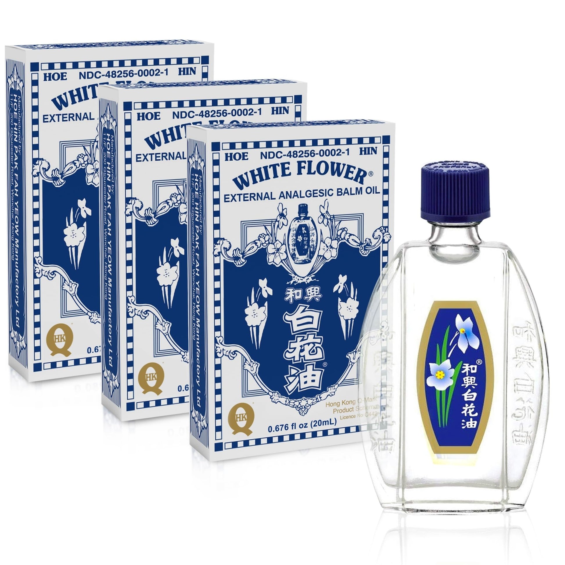 White Flower Analgesic Balm Embrocation Medicated Oil (Hoe Hin Pak Fah Yeow) (20ml/ Pack of 3) - dailyvitalstore