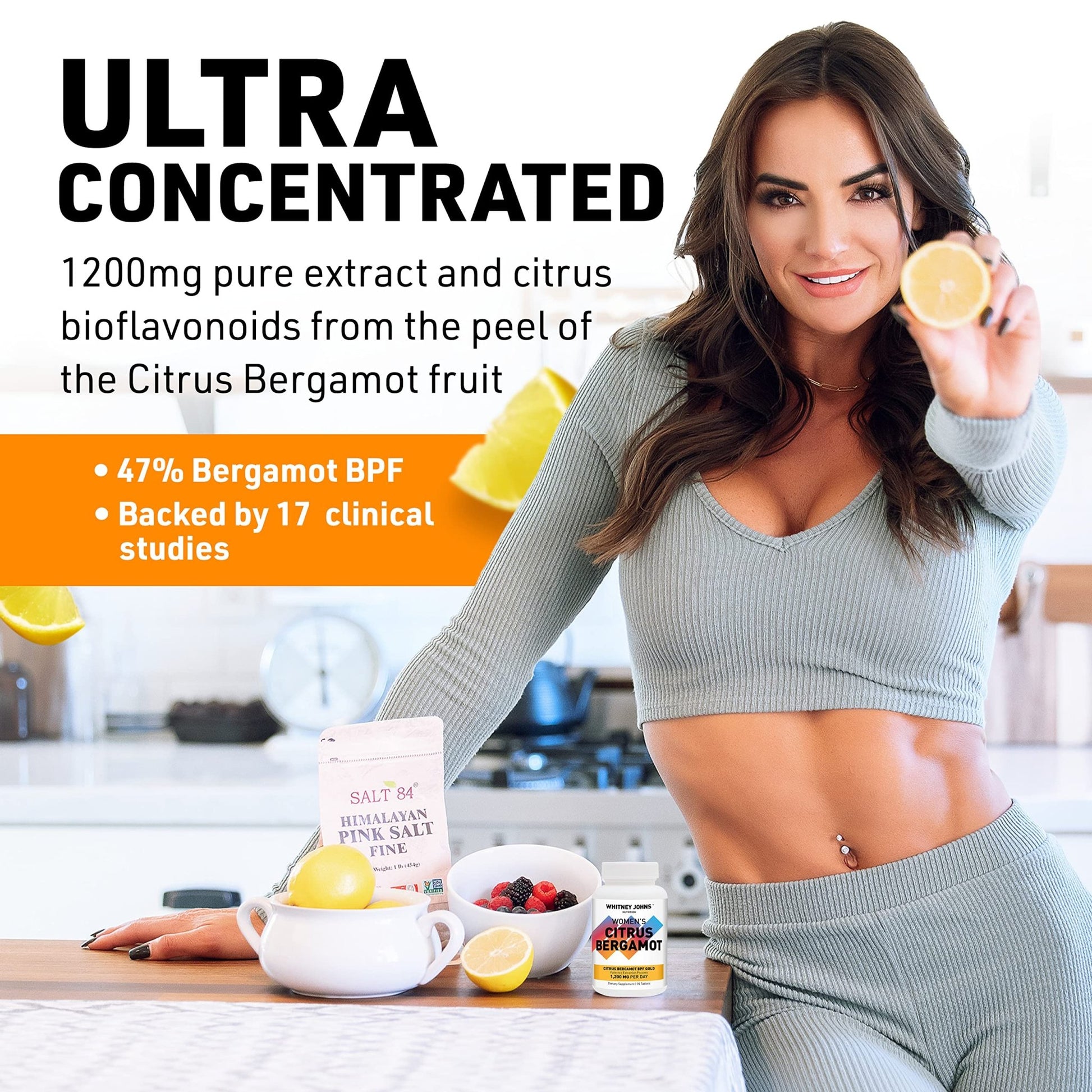 Whitney Johns Citrus Bergamot for Women, Clinically Tested Bergamot Supplement Specifically Formulated for Womens Health and Wellness, Antioxidant, 1200mg, 90 Tablets - dailyvitalstore
