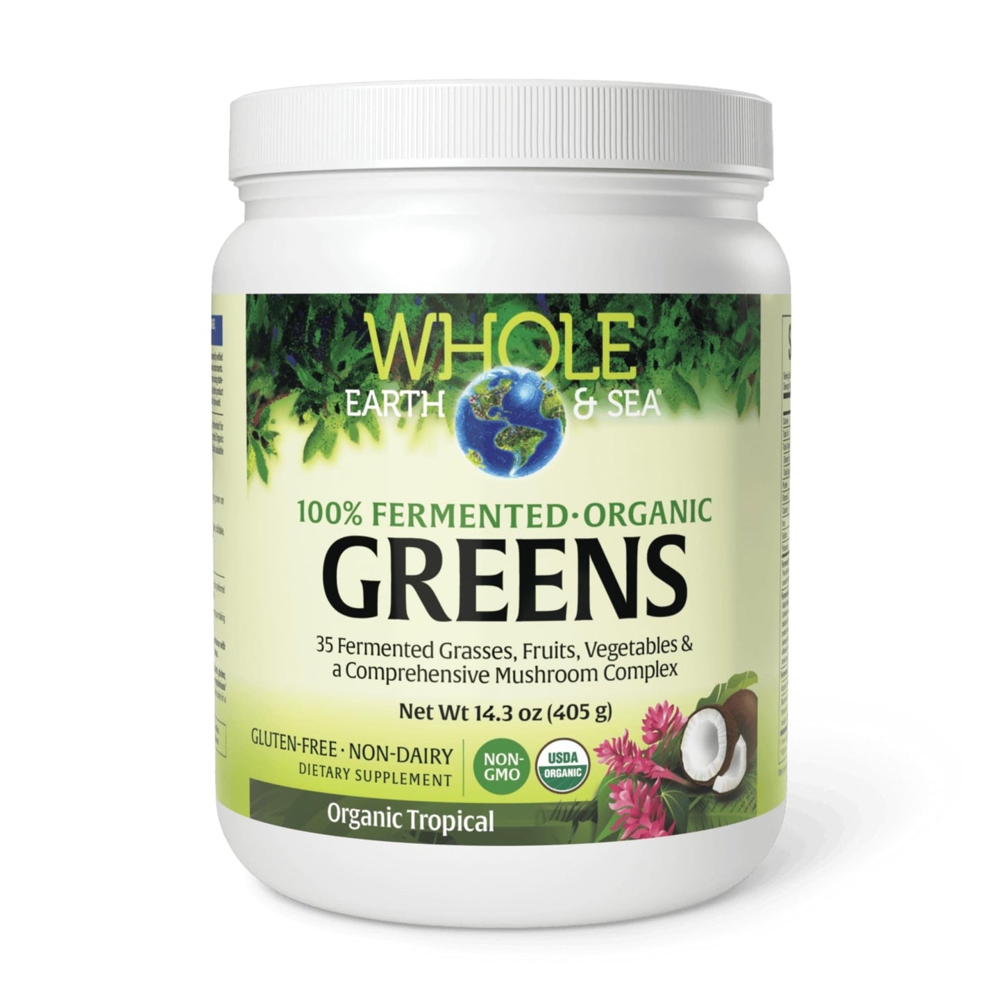 Whole Earth & Sea from Natural Factors, Organic Fermented Greens, Vegan Whole Food Supplement, Tropical, 14.3 Oz - dailyvitalstore