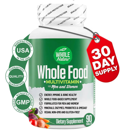 Whole Nature Whole Food Multivitamin for Men and Women Complete Daily Superfood Vitamins Plus Minerals Digestive Enzymes - dailyvitalstore