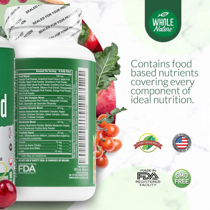 Whole Nature Whole Food Multivitamin for Men and Women Complete Daily Superfood Vitamins Plus Minerals Digestive Enzymes - dailyvitalstore