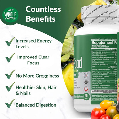 Whole Nature Whole Food Multivitamin for Men and Women Complete Daily Superfood Vitamins Plus Minerals Digestive Enzymes - dailyvitalstore