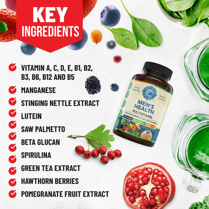 Whole World Wellness Mens Daily Multivitamin Multimineral Supplement for Energy, Focus, Stamina & Performance. Made for Men with 30+ Nutrients, Fruit & Energy Blend. Mens Vitamins, Made in The USA. - dailyvitalstore