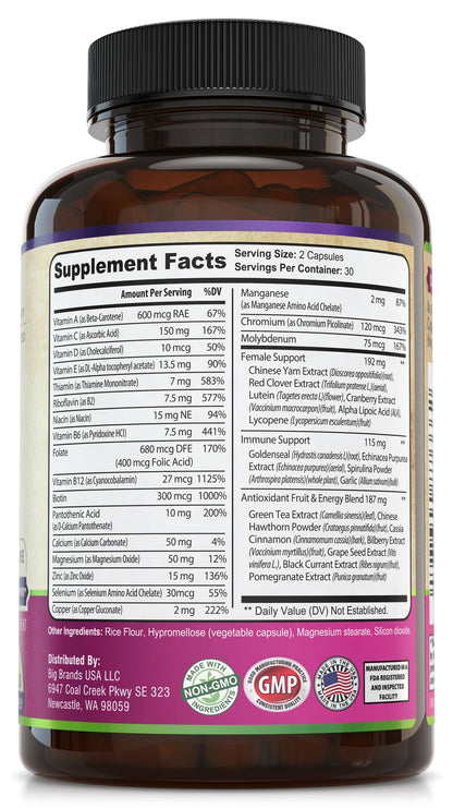 WHOLE WORLD WELLNESS Womens Daily Multivitamin Multimineral Supplement for Energy, Mood, Focus, Hair, Skin & Nails. Made for Women with 30+ Nutrients, Fruit & Energy Blend. Womens Vitamins, USA Made. - dailyvitalstore