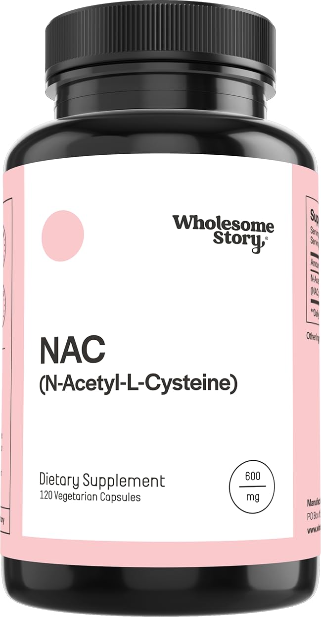 Wholesome Story NAC Supplement N Acetyl Cysteine 600 mg | Liver, Lung & Fertility Support | 120 Capsules | 120 Serving Supply - dailyvitalstore