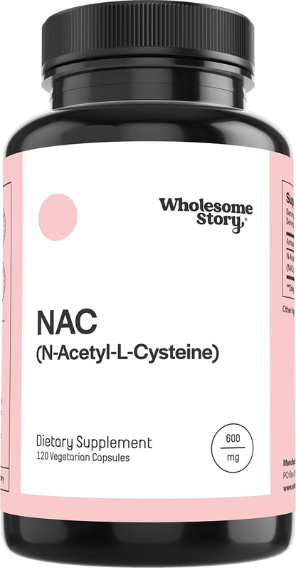 Wholesome Story NAC Supplement N Acetyl Cysteine 600 mg | Liver, Lung & Fertility Support | 120 Capsules | 120 Serving Supply - dailyvitalstore