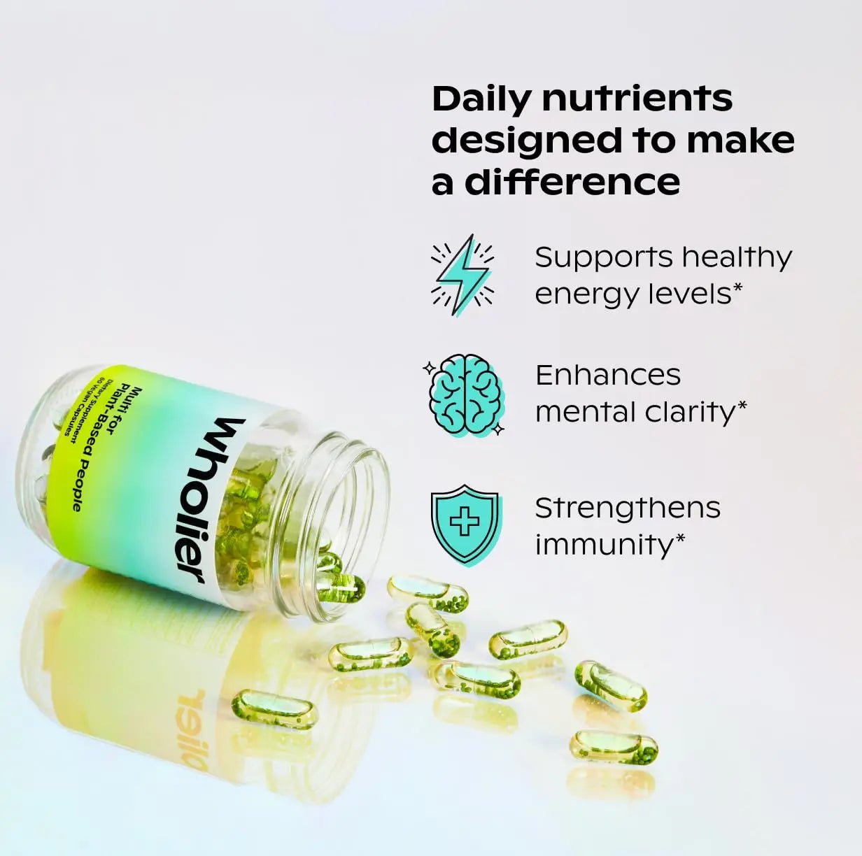 wholier Plant Based Multivitamin Vegan Omega-3 DHA EPA, Vitamin D, B12, Zinc, Vitamin K2, Iron, Iodine, Selenium - dailyvitalstore