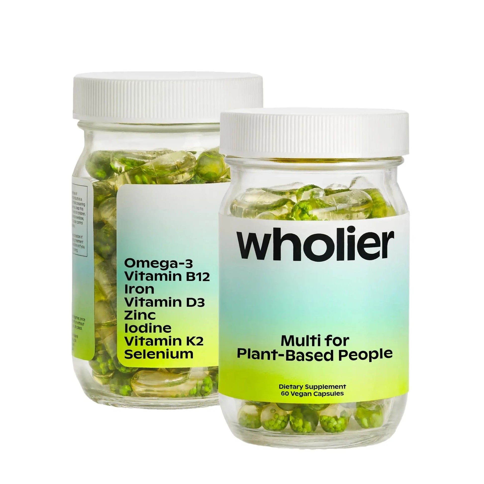 wholier Plant Based Multivitamin Vegan Omega-3 DHA EPA, Vitamin D, B12, Zinc, Vitamin K2, Iron, Iodine, Selenium - dailyvitalstore