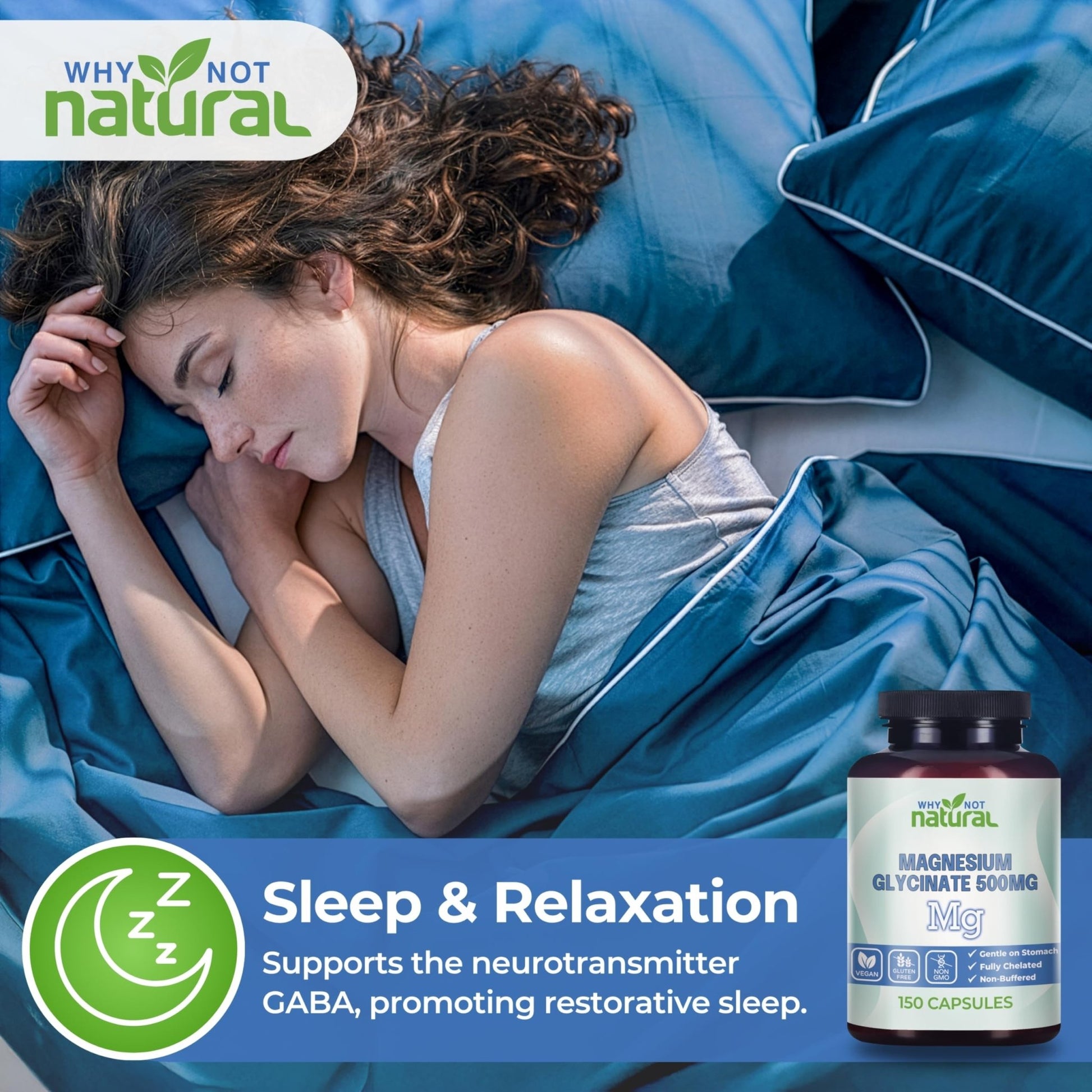 Why Not Natural Magnesium Glycinate 500 mg Capsules Supplement - Vegan, No Filler - Supports Sleep and Relaxation - dailyvitalstore