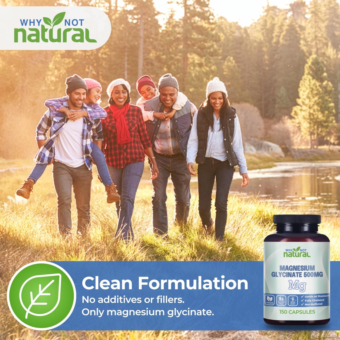 Why Not Natural Magnesium Glycinate 500 mg Capsules Supplement - Vegan, No Filler - Supports Sleep and Relaxation - dailyvitalstore