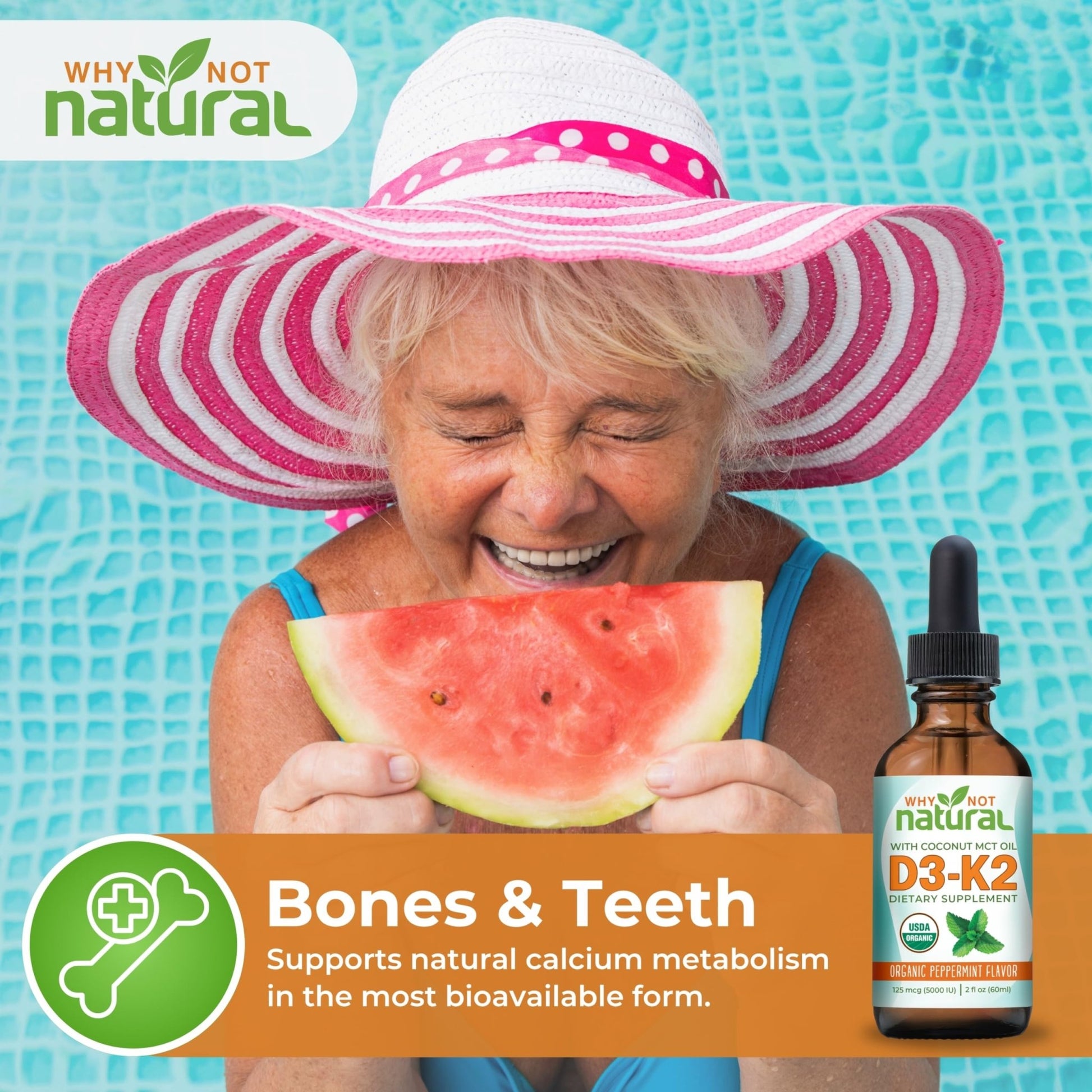 Why Not Natural Organic Vitamin D3 K2 (MK-7) Liquid Drops, 5000 IU of sublingual D3 with Coconut MCT Oil - dailyvitalstore