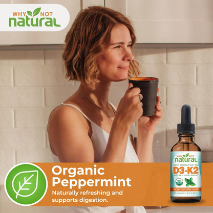 Why Not Natural Organic Vitamin D3 K2 (MK-7) Liquid Drops, 5000 IU of sublingual D3 with Coconut MCT Oil - dailyvitalstore