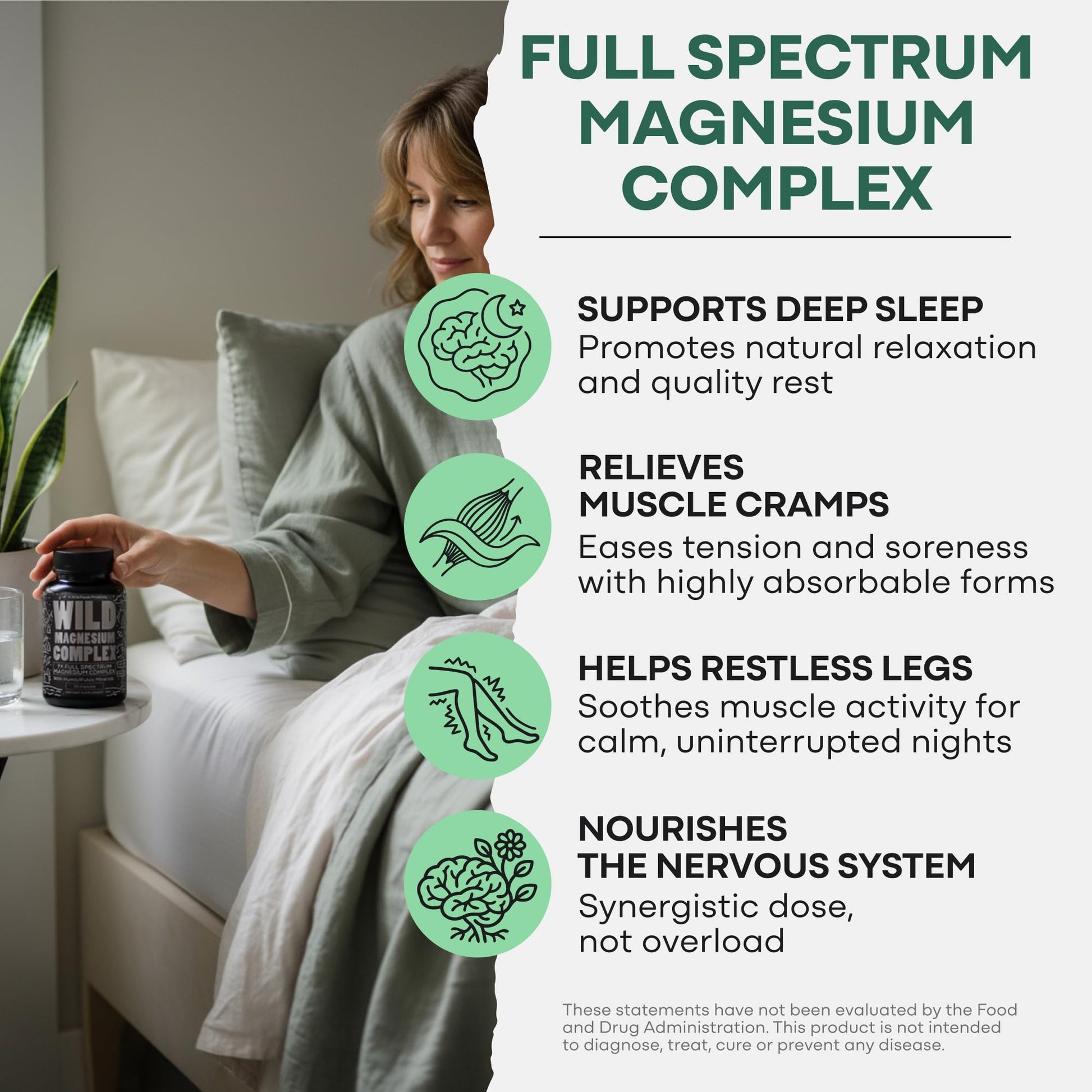 Wild Foods Magnesium Complex Supplement with 7X Forms, 90 Capsules | High Absorption, Full Spectrum, Easy Digestion | 500mg Glycinate, Bisglycinate, Malate, Orotate, Citrate, Taurate - dailyvitalstore