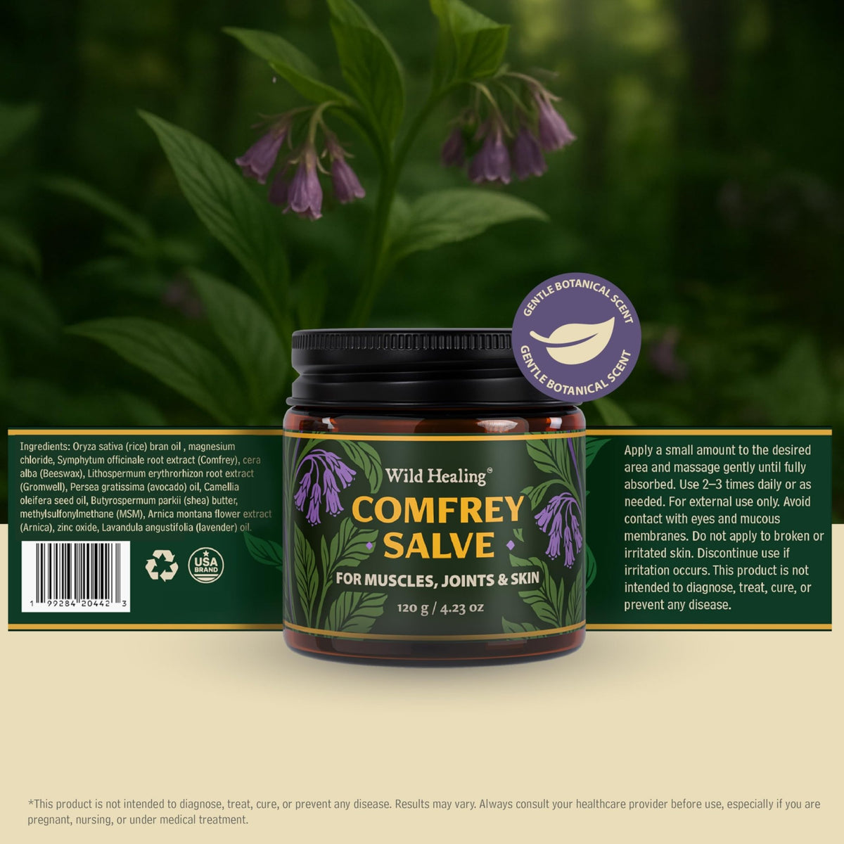 Wild Healing Comfrey Salve – Concentrated Herbal Balm with Arnica, Magnesium & MSM – Soothing Botanical Cream for Joints, Muscles & Dry Skin – 4.23 oz - dailyvitalstore