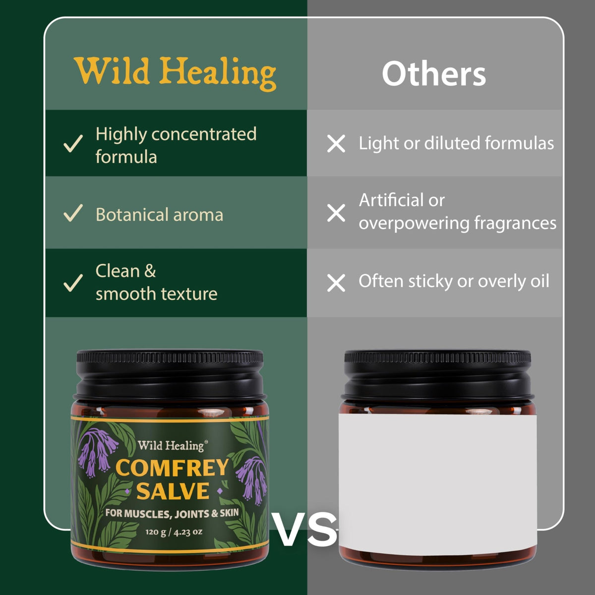 Wild Healing Comfrey Salve – Concentrated Herbal Balm with Arnica, Magnesium & MSM – Soothing Botanical Cream for Joints, Muscles & Dry Skin – 4.23 oz - dailyvitalstore