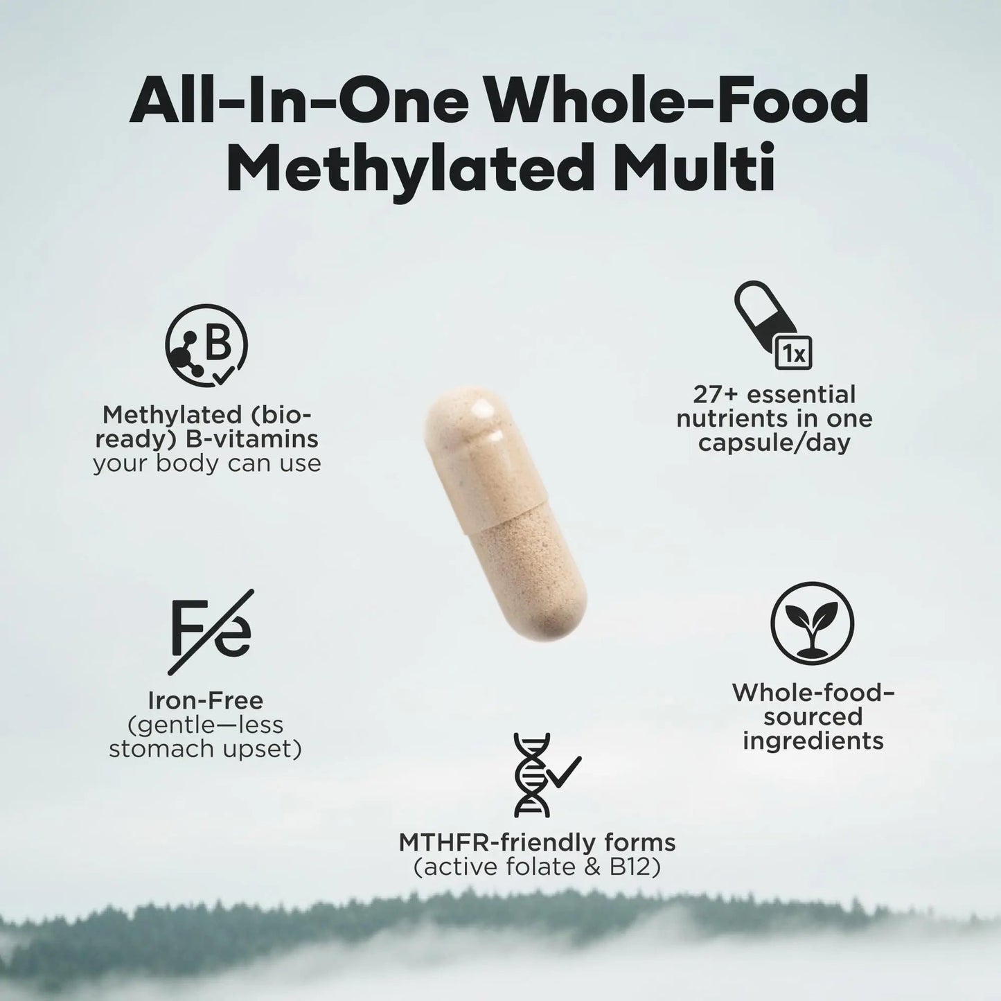 Wild Methylated Multivitamin for Women & Men | Daily Multi Vitamin | MTHFR Supplement Without Iron | Methylated B12, Folate, Vitamin C, A, K2, D, E - dailyvitalstore