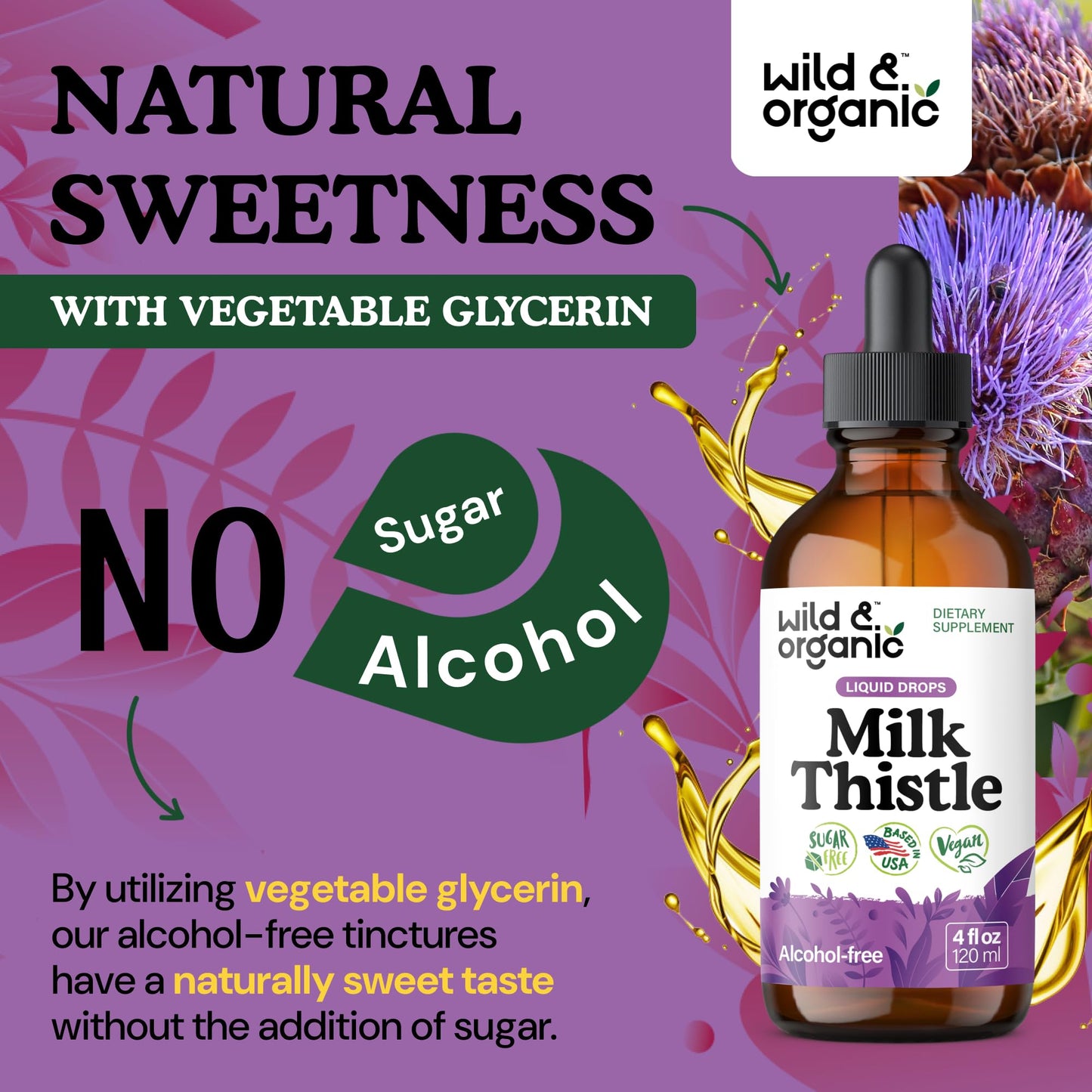 Wild & Organic Milk Thistle Liquid Drops - Liver Cleanse Detox - Silymarin Milk Thistle Supplement for Liver Support - Add to Tea - Silybum Marianum Seed Extract Tincture - dailyvitalstore