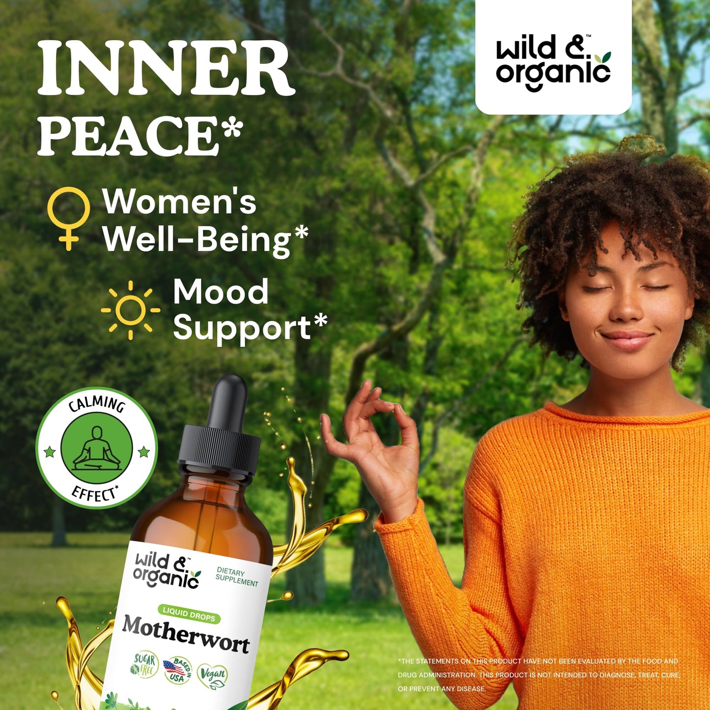 Wild & Organic Motherwort Tincture - Good Mood, Calmness, Overall Support - Supplements for Women with Motherwort Herb - Vegan, Sugar & Alcohol-Free Extract Drops - 4 fl oz - dailyvitalstore