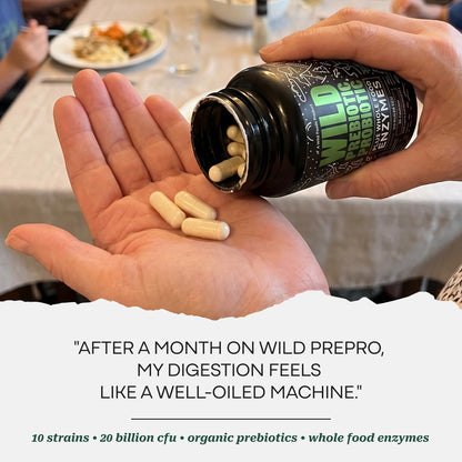 Wild Prebiotics and Probiotics with Digestive Enzymes | 20 Billion CFU - 10 Strains for Women & Men | Support Gut Health & Digestion Supplements | Non-GMO Prebiotic Fiber | 30 Capsules - dailyvitalstore