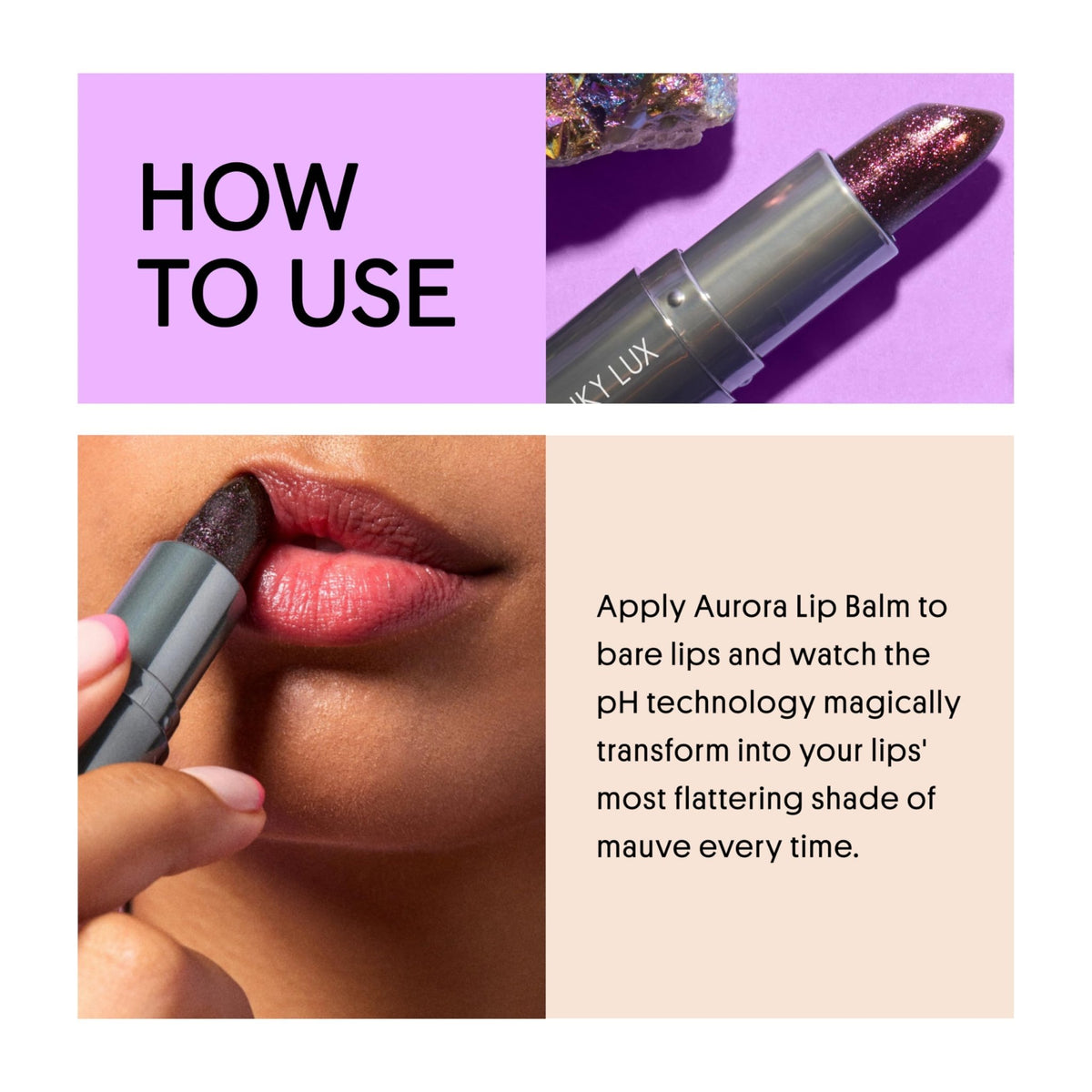 Winky Lux Aurora Glimmer Balm – Nourishing pH Lip Balm with Color Changing Mauve Tint, Hydrating Ceramides Soften and Hydrates Lips, Coconut Scent - dailyvitalstore