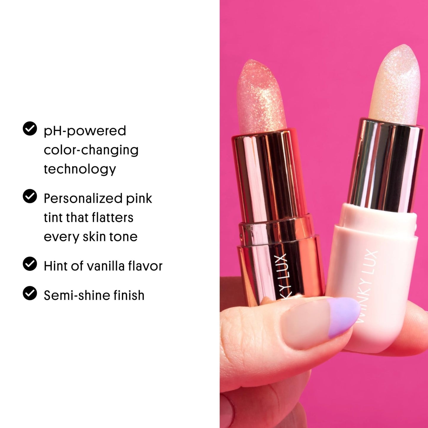Winky Lux Unicorn Glimmer Balm -Hydrating ph Lip Balm, Natural Pink Tint with pH Color Changing, Moisturize & Soften Lips While Leaving Sheer Pink Tint, with Vanilla Scent - dailyvitalstore