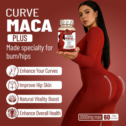 Wins Town Maca Plus Gummies 3000mg, Glute Boost Vitamins for Women, Supports Curves, Energy & Skin Health, Strawberry Flavor, Vegan, 60 Count - dailyvitalstore