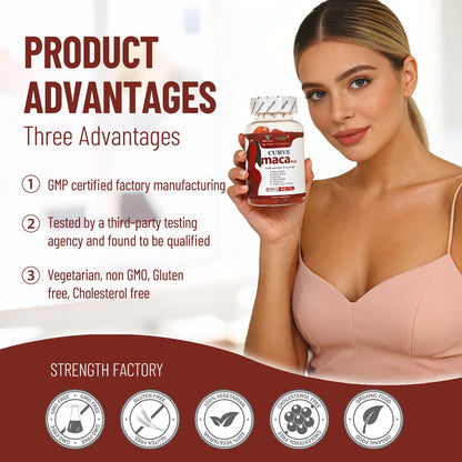 Wins Town Maca Plus Gummies 3000mg, Glute Boost Vitamins for Women, Supports Curves, Energy & Skin Health, Strawberry Flavor, Vegan, 60 Count - dailyvitalstore