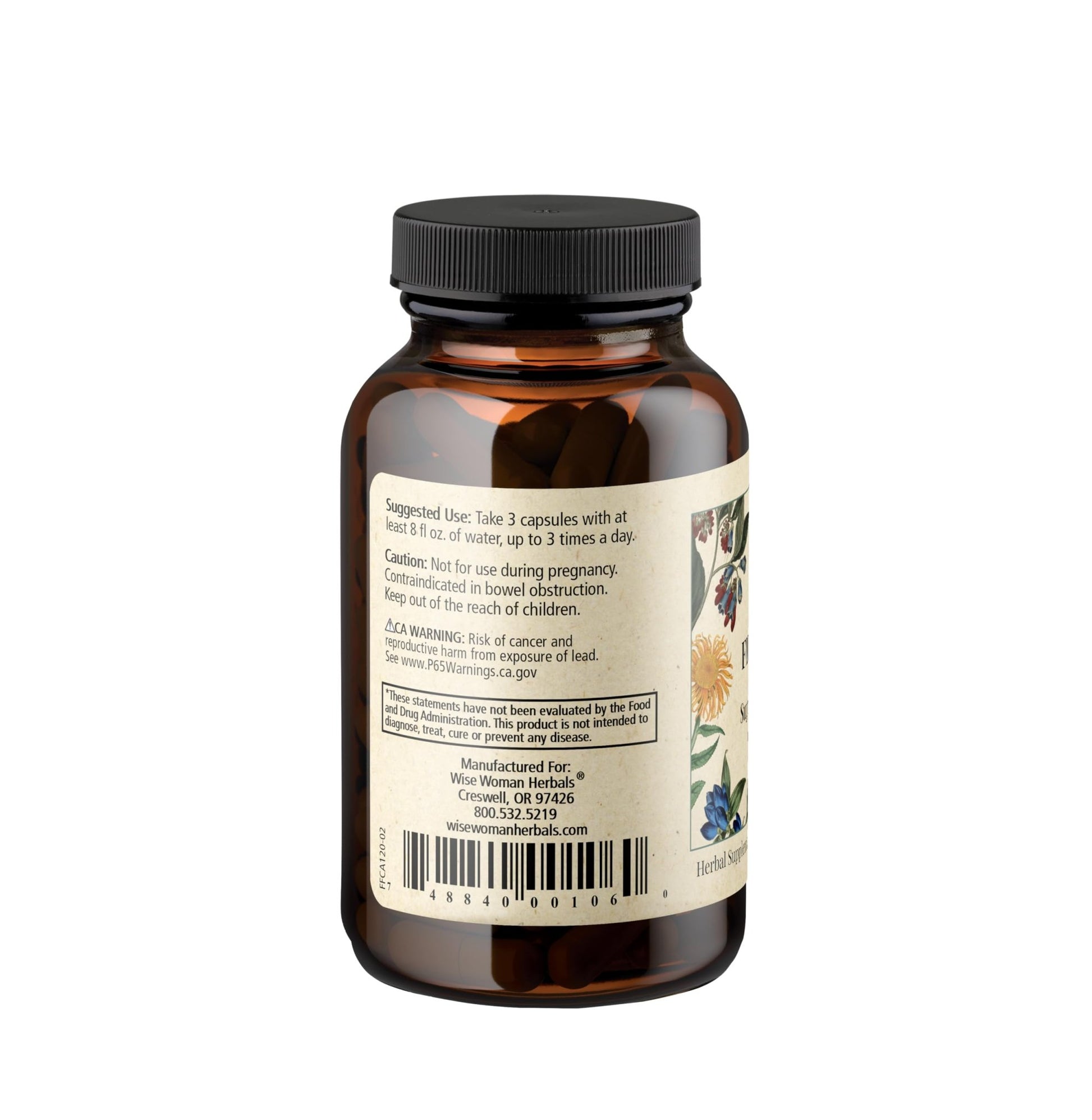 Wise Woman Herbals – Fiber Flow Capsules 120 Count – Supports Healthy Digestive Function, Gut Health, Bowel Health and Regularity - dailyvitalstore