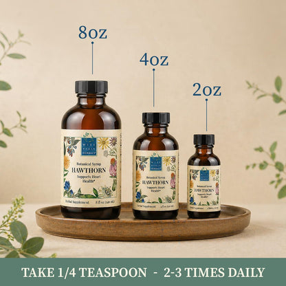 Wise Woman Herbals Hawthorn Botanical Syrup, Alcohol-Free Hawthorn Berry Solid Extract 4:1, Promotes Healthy Circulation, Antioxidant Protection, Herbal Cardiovascular Support, 4 Fl Oz - dailyvitalstore