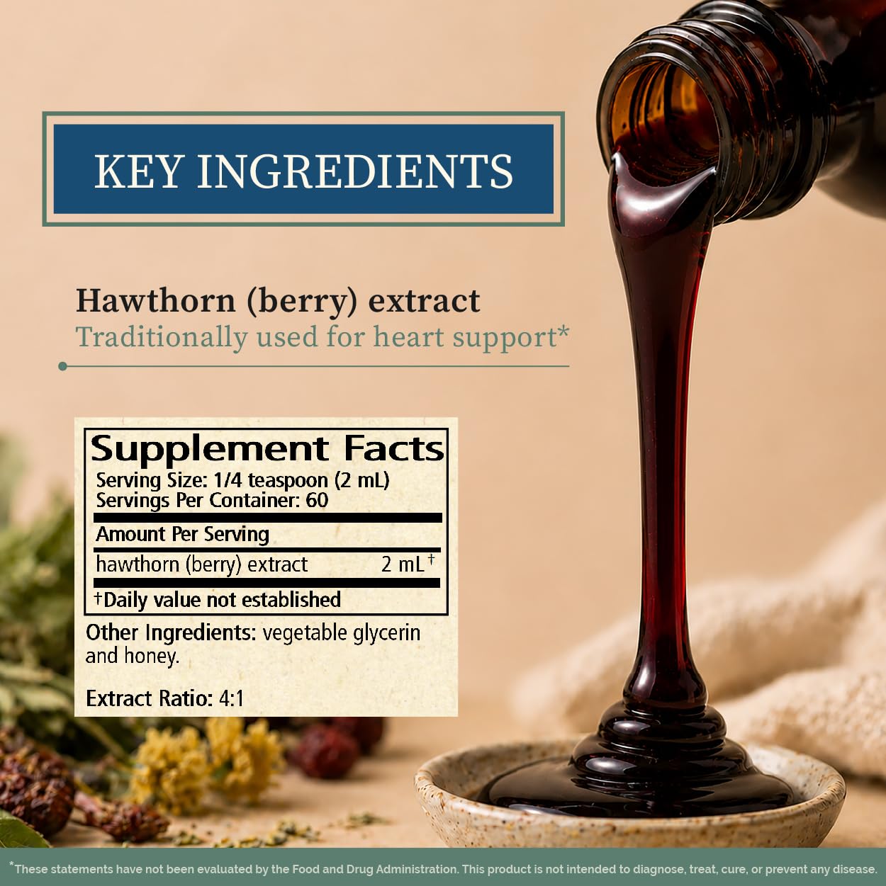 Wise Woman Herbals Hawthorn Botanical Syrup, Alcohol-Free Hawthorn Berry Solid Extract 4:1, Promotes Healthy Circulation, Antioxidant Protection, Herbal Cardiovascular Support, 4 Fl Oz - dailyvitalstore