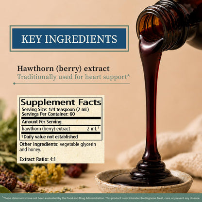 Wise Woman Herbals Hawthorn Botanical Syrup, Alcohol-Free Hawthorn Berry Solid Extract 4:1, Promotes Healthy Circulation, Antioxidant Protection, Herbal Cardiovascular Support, 4 Fl Oz - dailyvitalstore