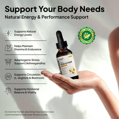 Wish Fusion Maca Root Liquid Drops 2 Pack Organic Maca Root Drops for Energy Support Hormone Balance, Mood Maca Root, Ashwagandha & Tongkat Ali Blend, Liquid Maca Root Extract Fenugreek & Beetroot - dailyvitalstore