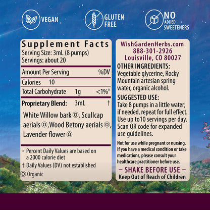 WishGarden Herbs Cranial Comfort - Plant-Based Herbal Supplement with White Willow Bark Extract, Lavender & Scullcap Supports Release of Head, Neck & Shoulders Tension, Stress & Muscle Tension, 4oz - dailyvitalstore