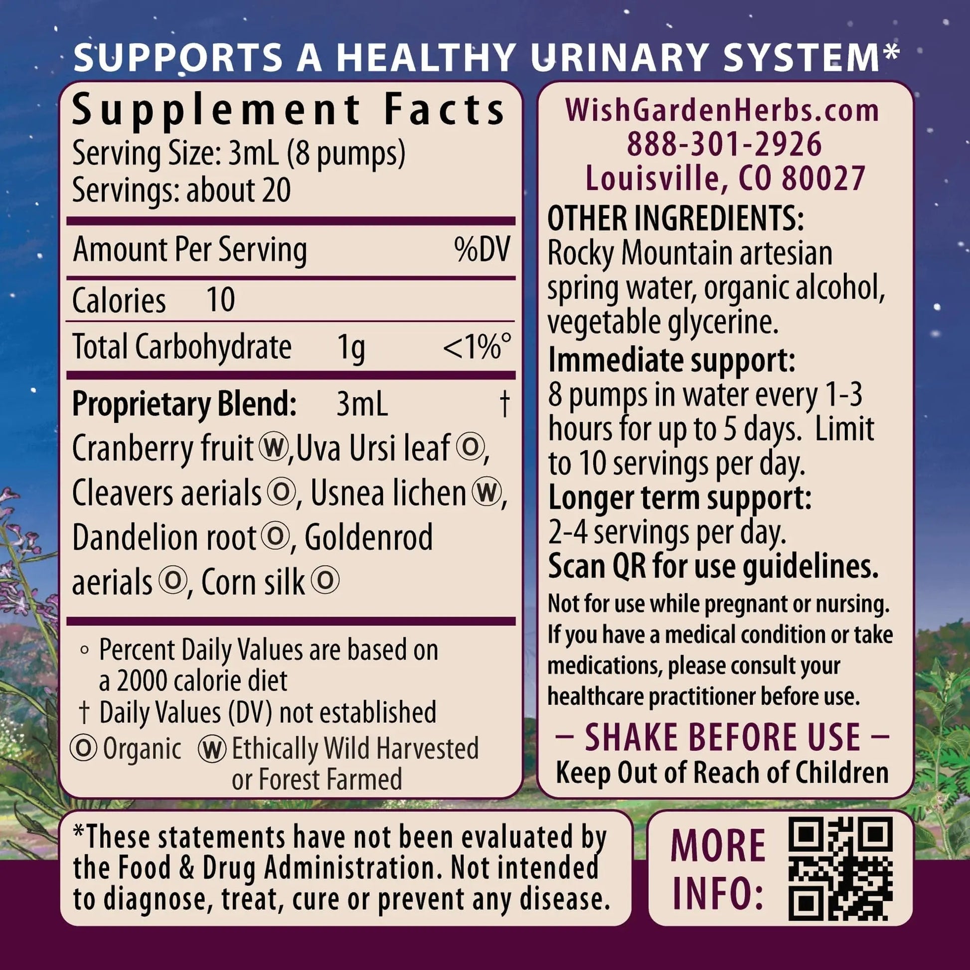 WishGarden Herbs Urinary Strength, Liquid Herbal Tincture, Cranberry, Uva Ursi & Usnea, Supports Urinary Tract Health, Eases Discomfort, Promotes Microbial Balance, 4oz - dailyvitalstore