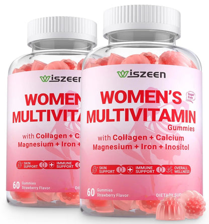 Wiszeen Sugar Free Methylated Multivitamin for Women Gummies, Biotin, Collagen, Calcium, Magnesium, Inositol, Folate, Iron, Vitamin A, C, D, E - dailyvitalstore