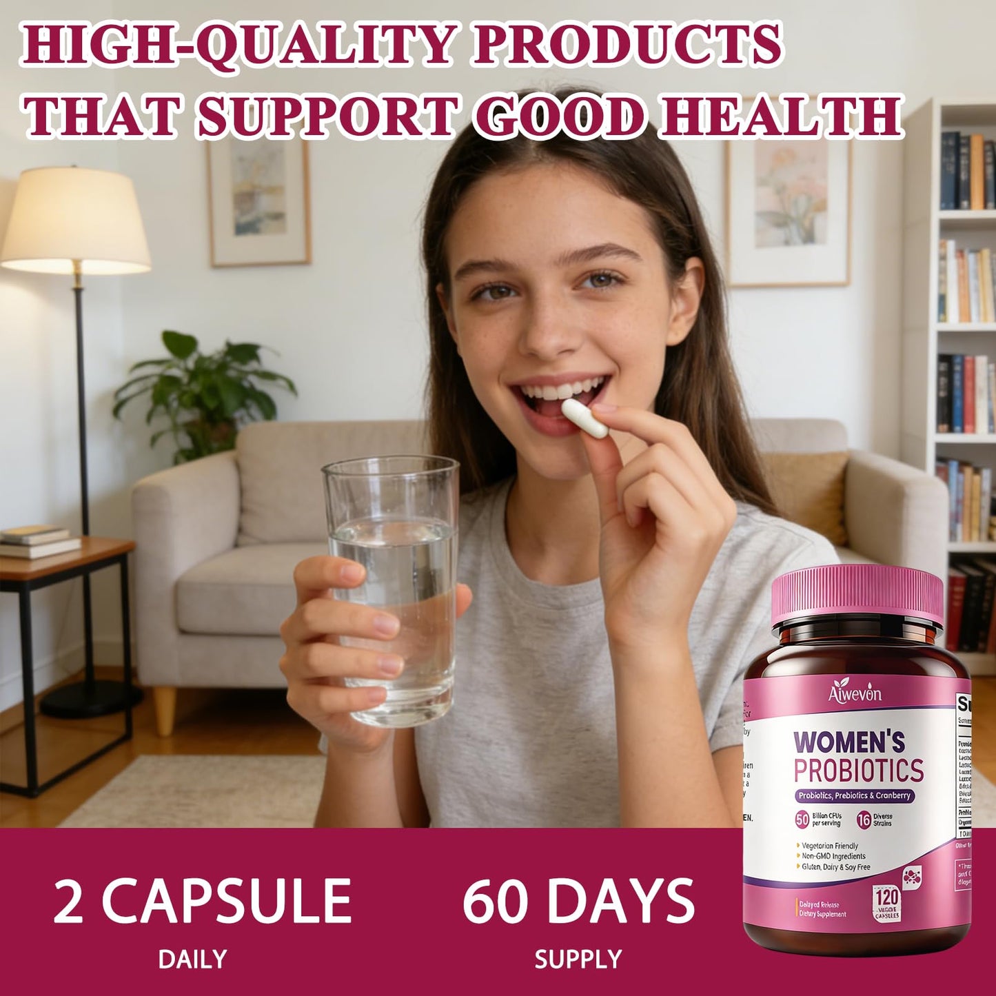 Women Probiotics 50 Billion CFU: Probiotics for Women with Prebiotics & Cranberry, 16 Strain Probiotic Supplement for Digestive Gut Health, Vaginal & Urinary Tract Support - dailyvitalstore