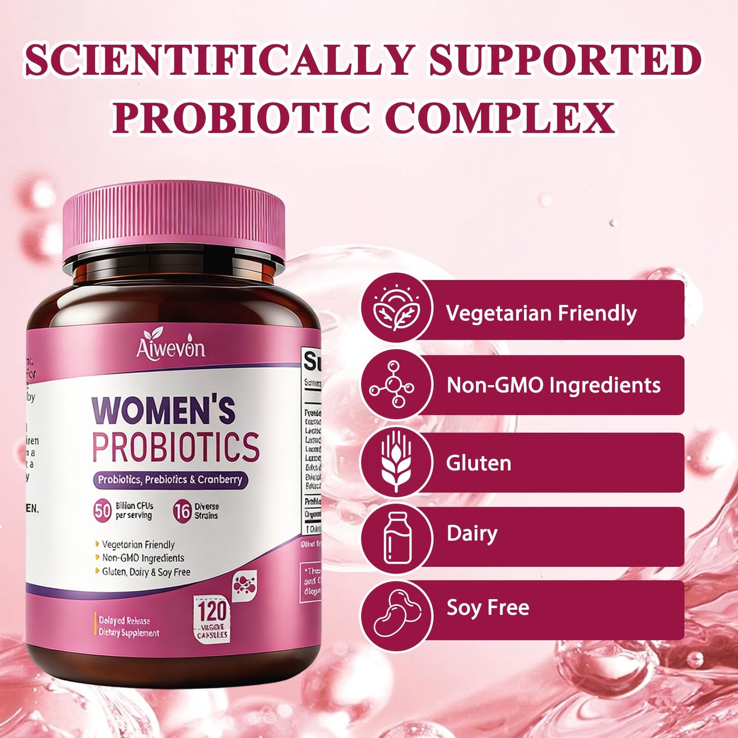 Women Probiotics 50 Billion CFU: Probiotics for Women with Prebiotics & Cranberry, 16 Strain Probiotic Supplement for Digestive Gut Health, Vaginal & Urinary Tract Support - dailyvitalstore