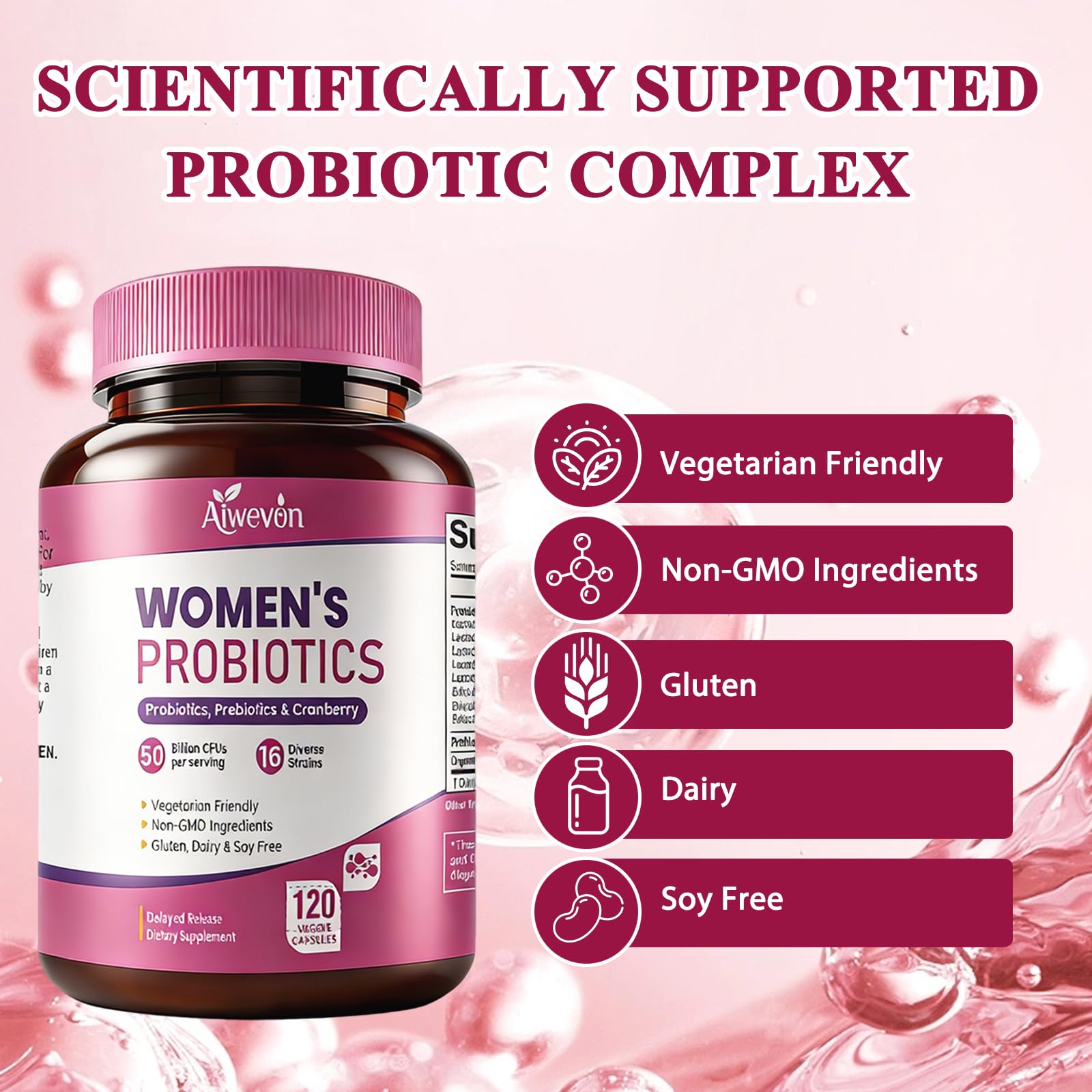 Women Probiotics 50 Billion CFU: Probiotics for Women with Prebiotics & Cranberry, 16 Strain Probiotic Supplement for Digestive Gut Health, Vaginal & Urinary Tract Support - dailyvitalstore