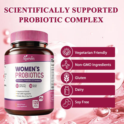 Women Probiotics 50 Billion CFU: Probiotics for Women with Prebiotics & Cranberry, 16 Strain Probiotic Supplement for Digestive Gut Health, Vaginal & Urinary Tract Support - dailyvitalstore