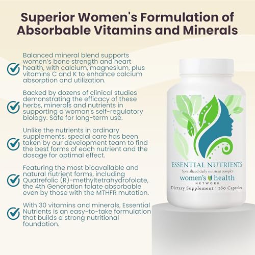Women's Health Network Essential Nutrients – Daily Multivitamin for Energy, Healthy Aging & Immune Support, Folate as Quatrefolic®, a Patented Natural Form of 5-MTHF - dailyvitalstore