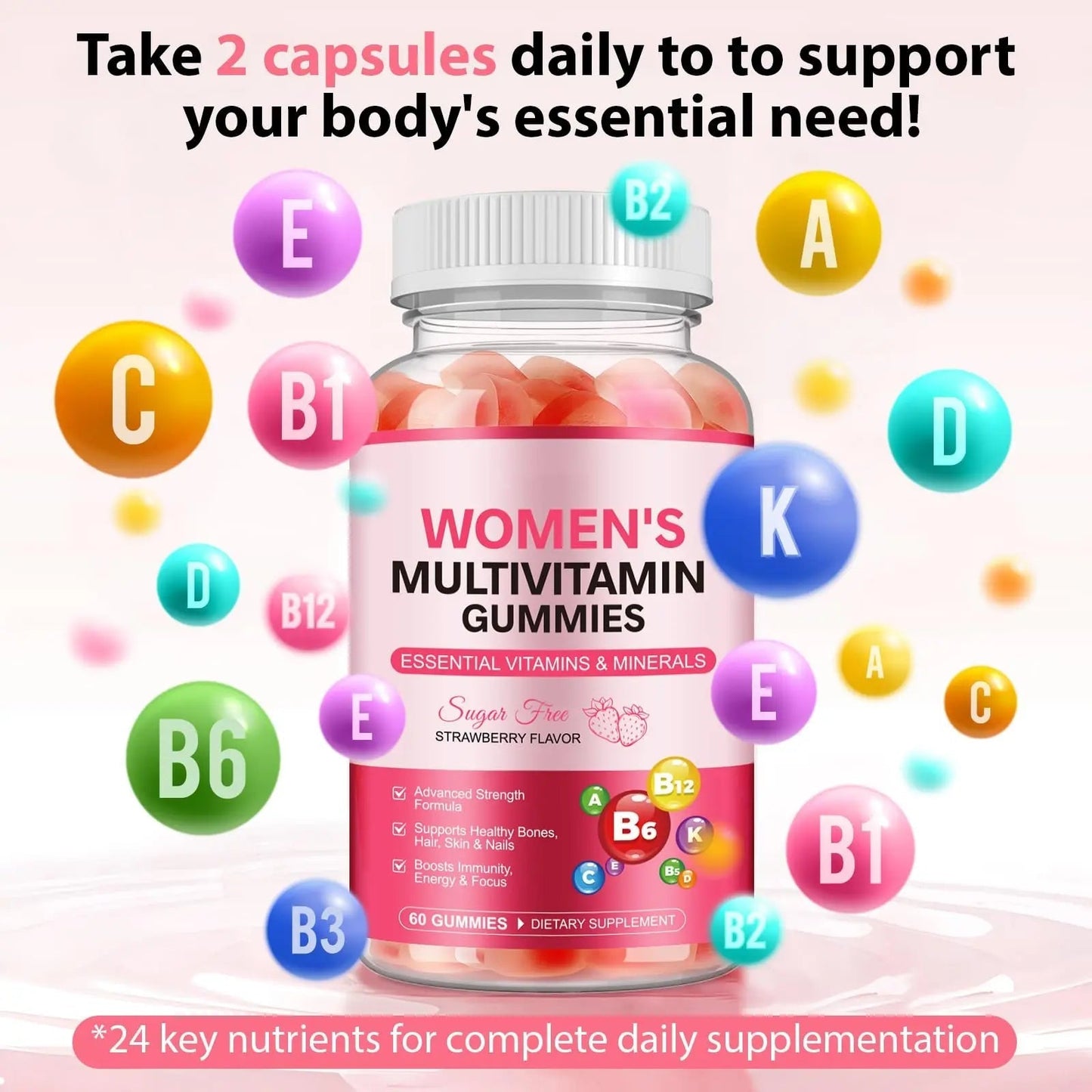 Women's Multivitamin Gummy, Vitamins A, C, D, E, K, B6, and B12 Womens Daily Multivitamin Gummy for Hair,Skin & Nails, Immune Energy - dailyvitalstore