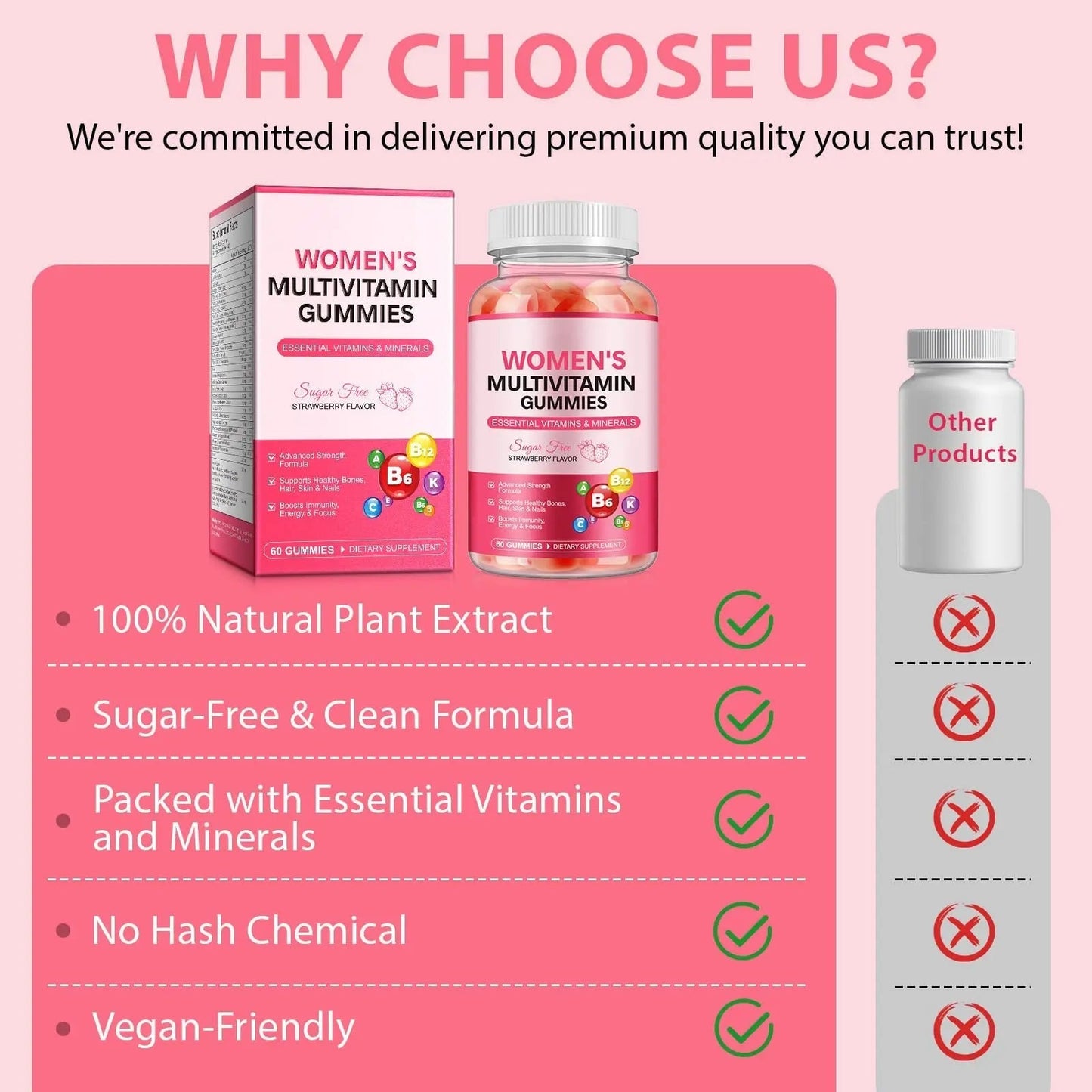 Women's Multivitamin Gummy, Vitamins A, C, D, E, K, B6, and B12 Womens Daily Multivitamin Gummy for Hair,Skin & Nails, Immune Energy - dailyvitalstore