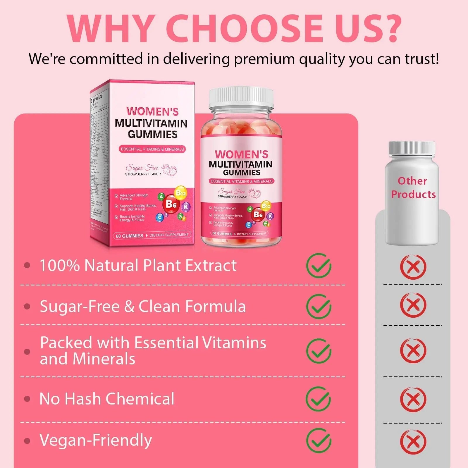 Women's Multivitamin Gummy, Vitamins A, C, D, E, K, B6, and B12 Womens Daily Multivitamin Gummy for Hair,Skin & Nails, Immune Energy - dailyvitalstore