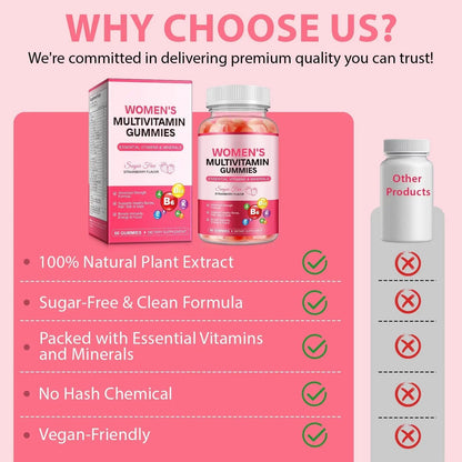 Women's Multivitamin Gummy, Vitamins A, C, D, E, K, B6, and B12 Womens Daily Multivitamin Gummy for Hair,Skin & Nails, Immune Energy - dailyvitalstore