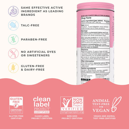 Wonderbelly Antacid, Effective Heartburn and Instant Acid Indigestion Relief, Extra Strength Chewable Tablets, 1000 mg Calcium Carbonate, No Talc or Dye, Strawberry Milkshake, 120 Count - dailyvitalstore