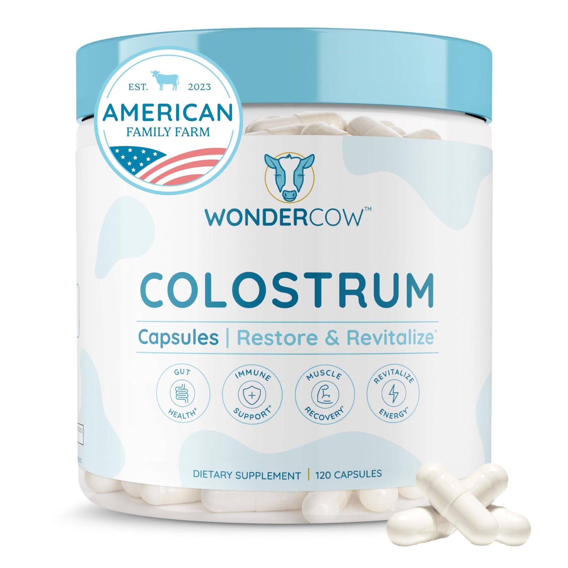 WONDERCOW Colostrum Capsules Supplement for Gut Health, Immune Support & Wellness | Natural IgG Pure Whole Bovine - dailyvitalstore